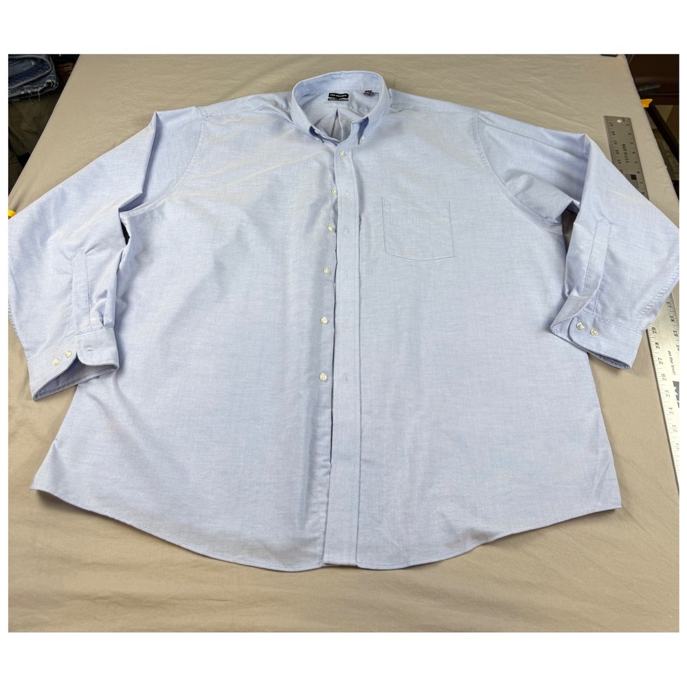 Van Heusen Mens 3XL 19.5 36/37 Light Blue Wrinkle Free Regular Fit Dress Shirt